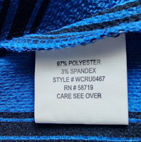 Notations Women's Blue & Black Roll Tab Sleeve Notch Neck Front Pockets Sz 1X - Picture 9 of 9